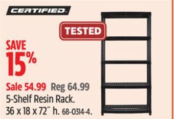 Canadian Tire Certified 5-shelf resin rack offer