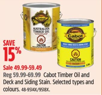Canadian Tire Cabot timber oil and deck and siding stain offer