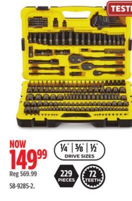 Canadian Tire Stanley professional grade black chrome socket set, 229-pc, sae/metric offer
