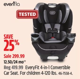 Canadian Tire Evenflo every fit 4-in-1 convertible car seat offer