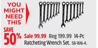 Canadian Tire 14-pc ratcheting wrench set offer