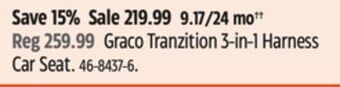 Canadian Tire Graco tranzition 3-in-1 harness car seat offer