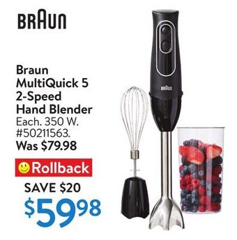 Walmart Braun multiquick 5 2-speed hand blender offer