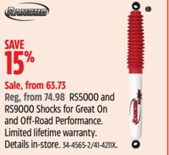 Canadian Tire Rancho rs5000 and rs9000 shocks for great on and off-road performance offer