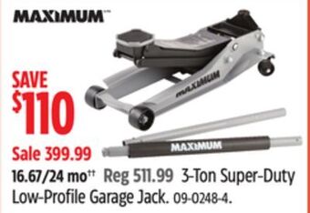 Canadian Tire Maximum 3-ton super-duty low-profile garage jack offer