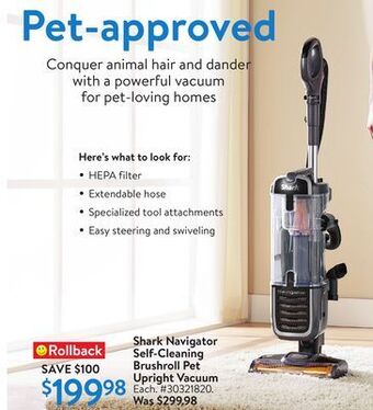 Walmart Shark navigator self-cleaning brushroll pet upright vacuum offer
