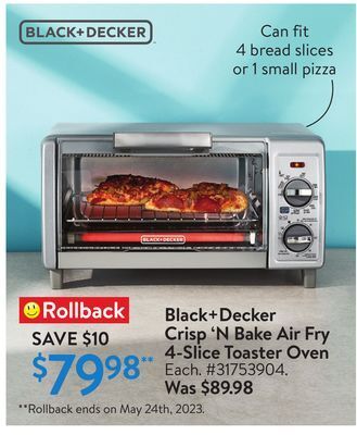 Walmart Black+ decker crisp'n bake air fry 4-slice toaster oven offer