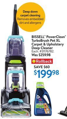 Walmart Bissell® powerclean® turbobrush pet xl carpet & upholstery deep cleaner offer
