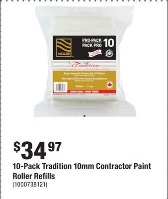 Home Depot 10-pack tradition 10mm contractor paint roller refills offer