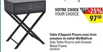 Sushi Shop Side table pizarro with drawer metal frame, 40x48x61cm offer
