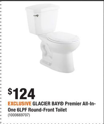 Home Depot Exclusive glacier bay® premier all-in-one 6lpf round-front toilet offer
