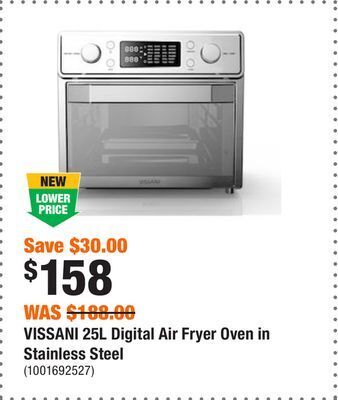 Home Depot Vissani 25l digital air fryer oven in stainless steel offer