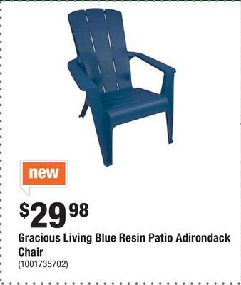 Home Depot Gracious living blue resin patio adirondack chair offer