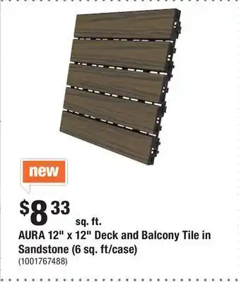 Home Depot Aura 12 x 12 deck and balcony tile in sandstone (6 sq. ft/case) offer