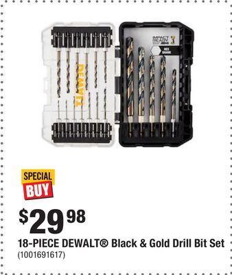 Home Depot 18-piece dewalt® black & gold drill bit set offer