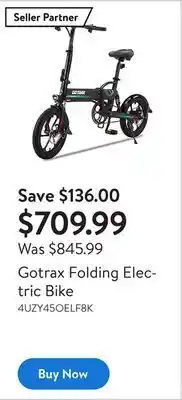 Walmart Gotrax folding electric bike offer