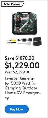 Walmart Inverter generator 5000 watt for camping outdoor home rv emergency offer