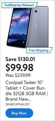 Walmart Coolpad tasker 10 tablet + cover bundle 32gb 3gb ram | brand new (3667at) offer