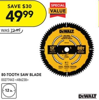 Lowe's Dewalt 80-tooth saw blade offer