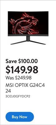 Walmart Msi optix g24c4 24 offer
