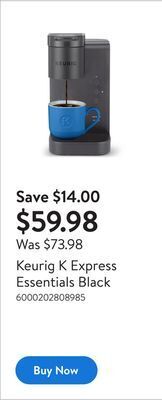 Walmart Keurig k express essentials black offer