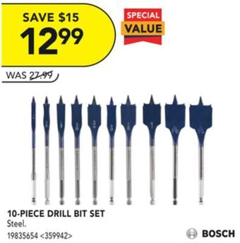 Lowe's Bosch 10-piece drill bit set offer