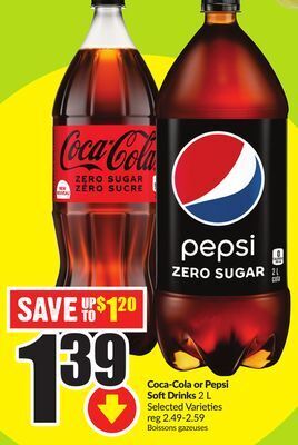 Chalo FreshCo Coca-cola or pepsi soft drinks 2 l selected varieties offer