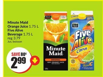 Chalo FreshCo Minute maid orange juice 1.75 l five alive beverage 1.75 l offer