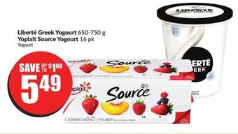 Chalo FreshCo Liberté greek yogourt 650-750 g yoplait source yogourt 16 pk offer