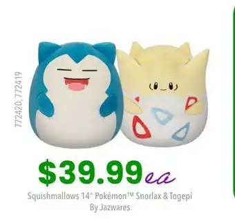 GameStop Squishmallow 14 pokémon snorlax & togepi by jazwares offer