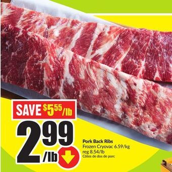 FreshCo Pork back ribs frozen cryovac 6.59/kg offer