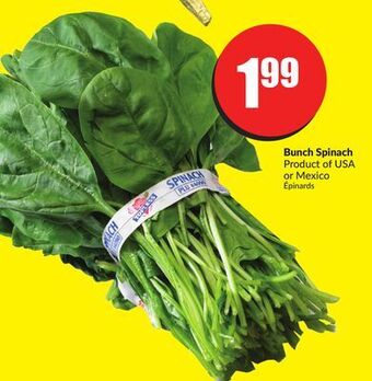 FreshCo Bunch spinach product of usa or mexico offer