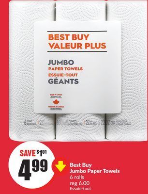 FreshCo Best buy jumbo paper towels 6 rolls offer