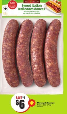 FreshCo Marcangelo sausages frozen 500-675 g offer