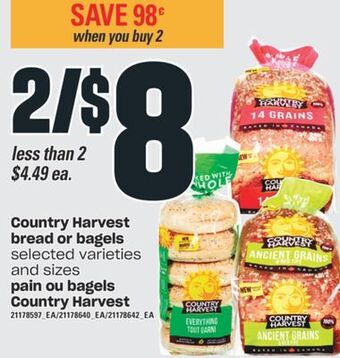Valu-mart Pain ou bagels country harvest offer