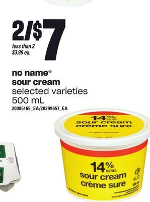 Zehrs Markets No name® sour cream, 500 ml offer