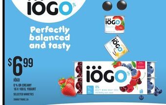 Zehrs Markets Iögo 0 % or creamy 16 x 100 g, yogurt offer