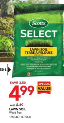 RONA Scotts lawn soil offer