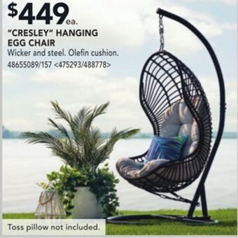 RONA Cresley hanging egg chair offer