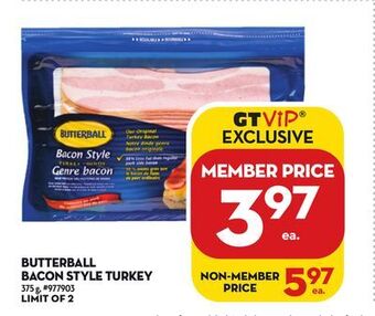 Giant Tiger Butterball bacon style turkey offer