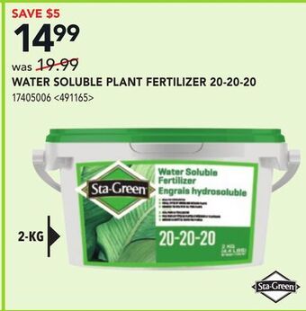 RONA Sta green water soluble plant fertilizer 20-20-20 offer