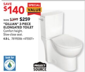 RONA Project source gillian 2-piece elongated toilet offer
