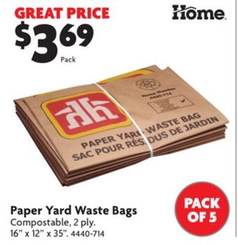 Home Hardware Paper yard waste bags offer