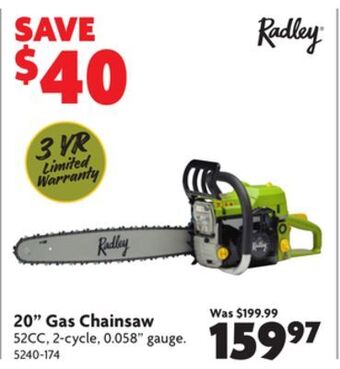 Home Hardware 20 gas chainsaw offer
