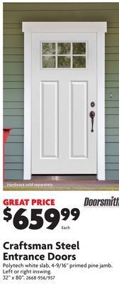 Home Hardware Craftsman steel entrance doors offer