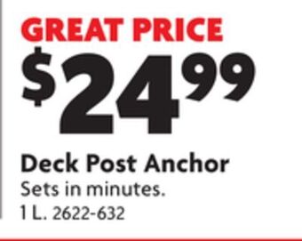Home Hardware Deck post anchor offer