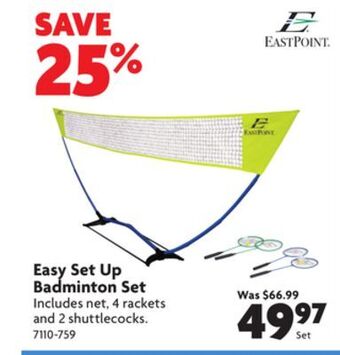 Home Hardware Easy set up badminton set offer