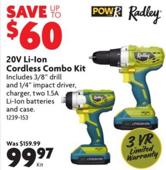 Home Hardware 20v li-ion cordless combo kit offer
