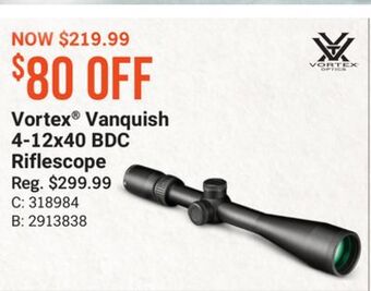 Bass Pro Vortex® vanquish 4-12x40 bdc riflescope offer