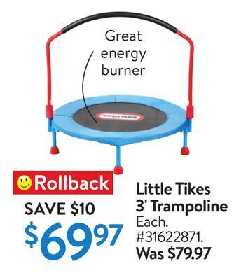 Walmart Little tikes 3' trampoline offer